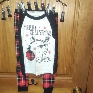 Kids 'Merry Christmas' Plaid Pajama Set - Red, Black & White